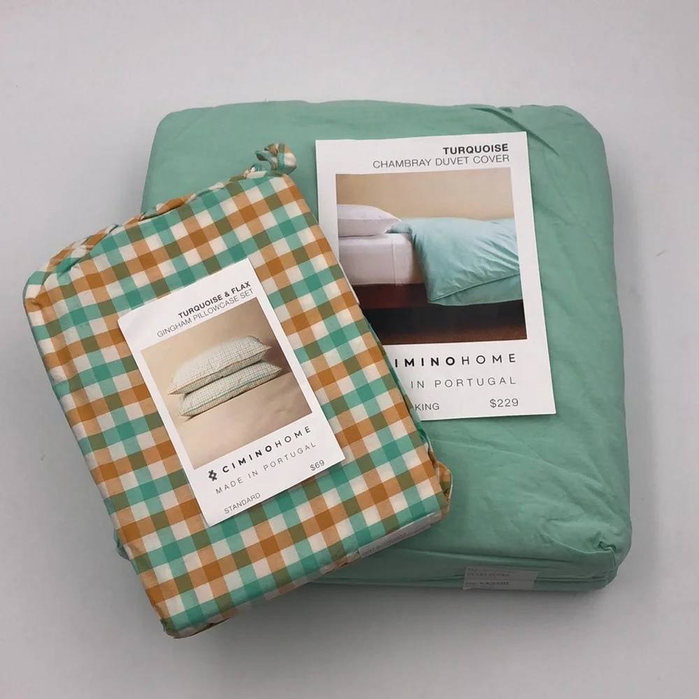 3 Pc Set Cimino Home Chambray Duvet Cover & Pillowcases